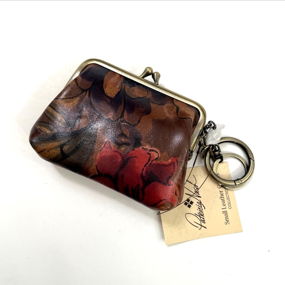 NWT Patricia Nash Sienna Sunset Floral Leather Coin Purse Key‑Ring Kiss‑Lock - Picture 4 of 4